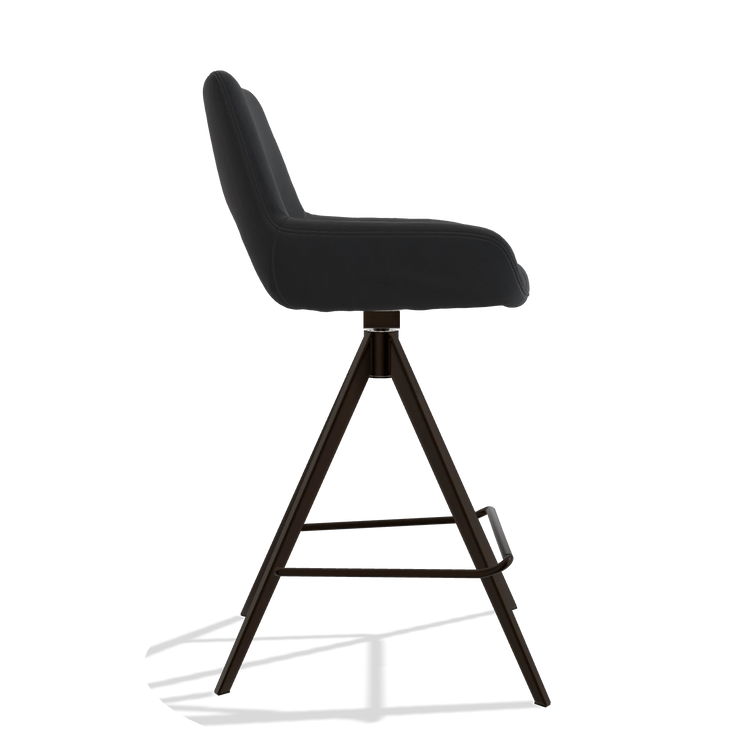 Barstoel Messina 6555 in Leder B500 (zwart), poten in espresso, zijaanzicht