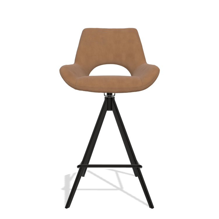 Barstoel Messina 6555 in Leder B501 (karamel), poten in zwart, vooraanzicht