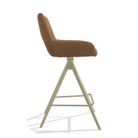 Barstoel Messina 6555 in Leder B501 (karamel), poten in champagne, zijaanzicht