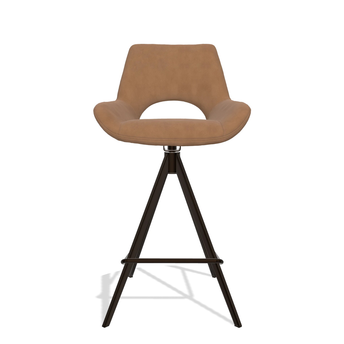 Barstoel Messina 6555 in Leder B501 (karamel), poten in espresso, vooraanzicht