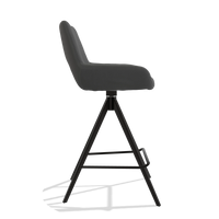 Barstoel Messina 6555 in Leder B502 (donkergrijs), poten in zwart, zijaanzicht