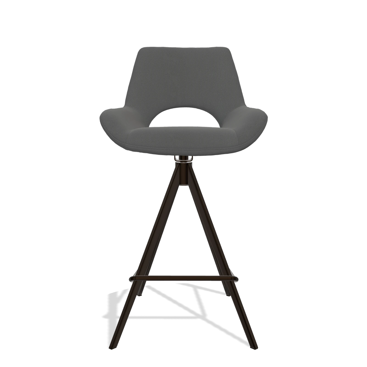 Barstoel Messina 6555 in Leder B502 (donkergrijs), poten in espresso, vooraanzicht