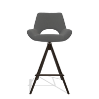 Barstoel Messina 6555 in Leder B502 (donkergrijs), poten in espresso, vooraanzicht