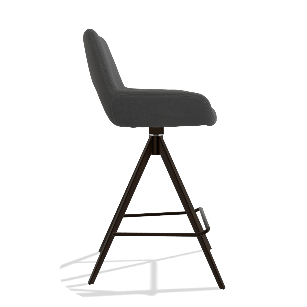 Barstoel Messina 6555 in Leder B502 (donkergrijs), poten in espresso, zijaanzicht