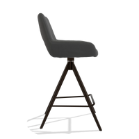Barstoel Messina 6555 in Leder B502 (donkergrijs), poten in espresso, zijaanzicht