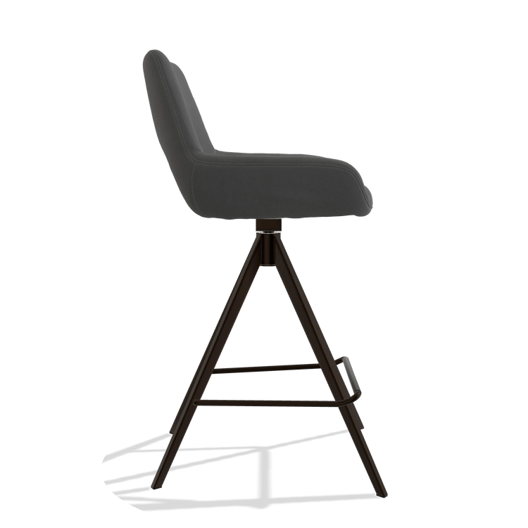 Barstoel Messina 6555 in Leder B502 (donkergrijs), poten in espresso, zijaanzicht