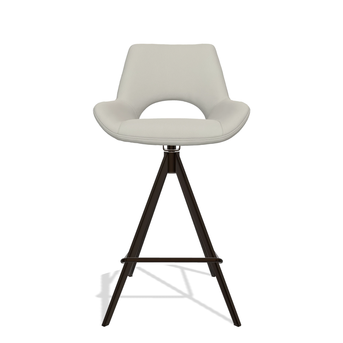 Barstoel Messina 6555 in Leder B506 (lichtgrijs), poten in espresso, vooraanzicht