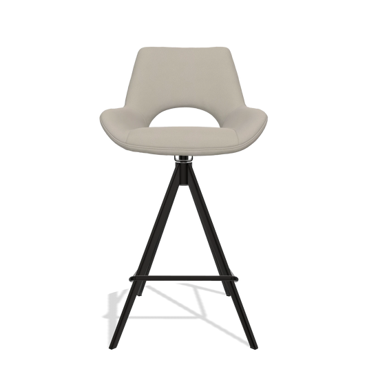 Sgabello da bar Messina 6555 in Pelle B514 (grigio chiaro), gambe in nero, vista frontale