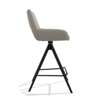 Barstoel Messina 6555 in Leder B514 (lichtgrijs), poten in zwart, zijaanzicht