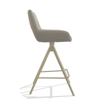 Barstoel Messina 6555 in Leder B514 (lichtgrijs), poten in champagne, zijaanzicht