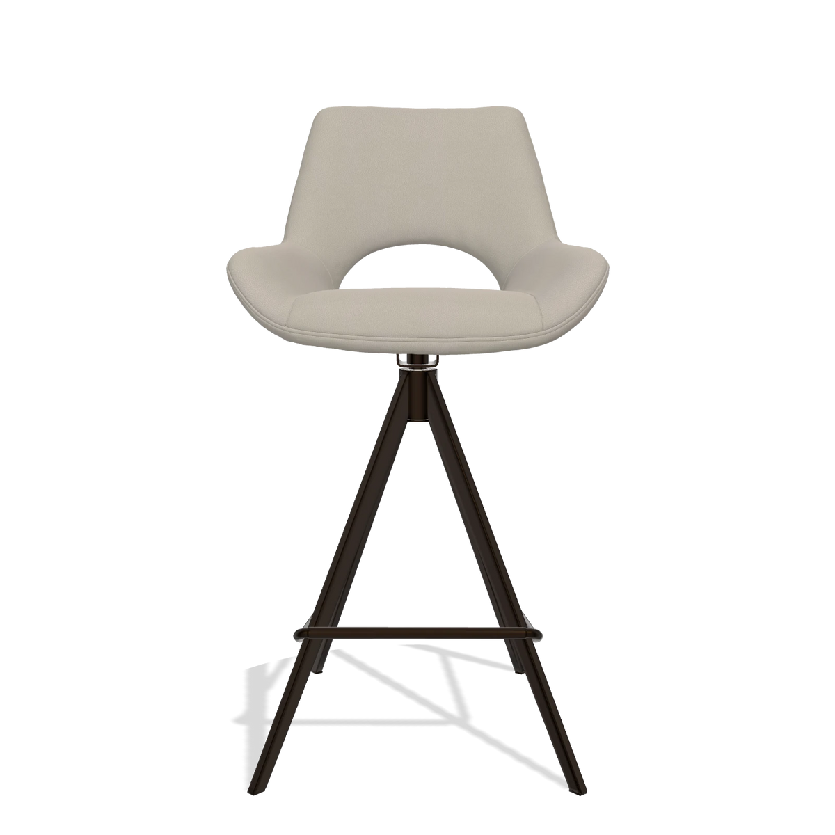 Barstoel Messina 6555 in Leder B514 (lichtgrijs), poten in espresso, vooraanzicht