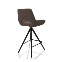 Tabouret de bar Messina 6555 en Cuir B535 (marron), pieds en noir, vue de trois-quarts arrière