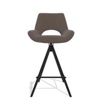 Tabouret de bar Messina 6555 en Cuir B535 (marron), pieds en noir, vue de face