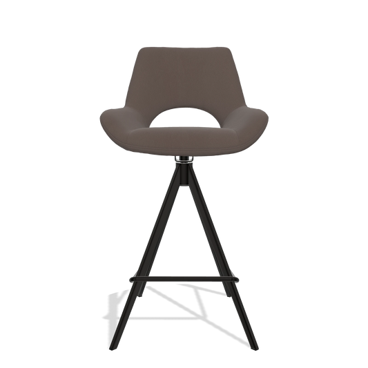 Sgabello da bar Messina 6555 in Pelle B535 (marrone), gambe in nero, vista frontale