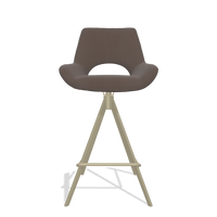 Tabouret de bar Messina 6555 en Cuir B535 (marron), pieds en champagne, vue de face