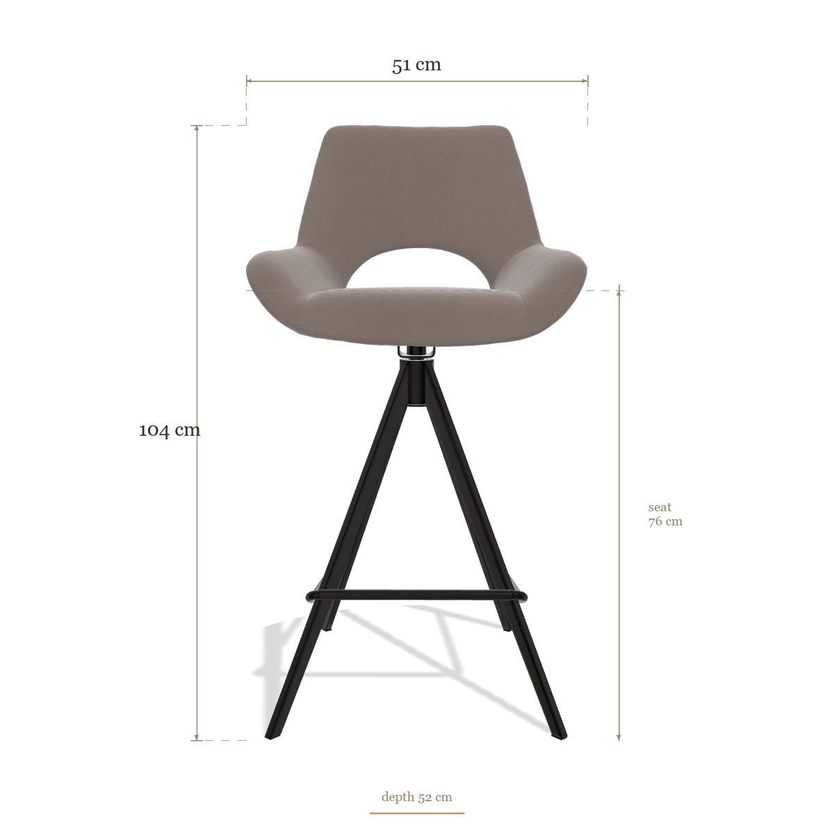 Tabouret de bar Messina 6555, dimensions 51 x 52 x 104 cm