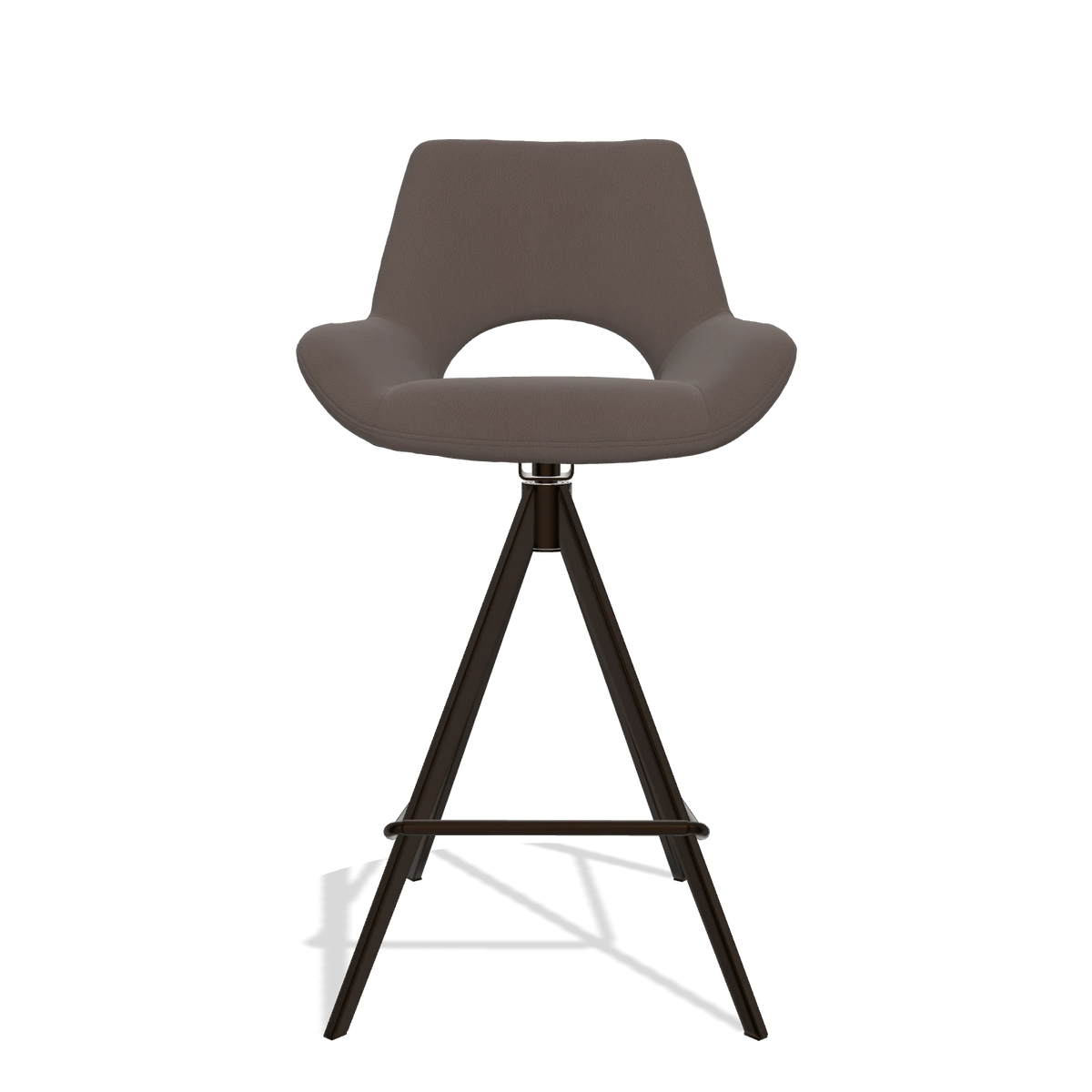 Tabouret de bar Messina 6555 en Cuir B535 (marron), pieds en espresso, vue de face