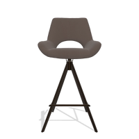 Tabouret de bar Messina 6555 en Cuir B535 (marron), pieds en espresso, vue de face