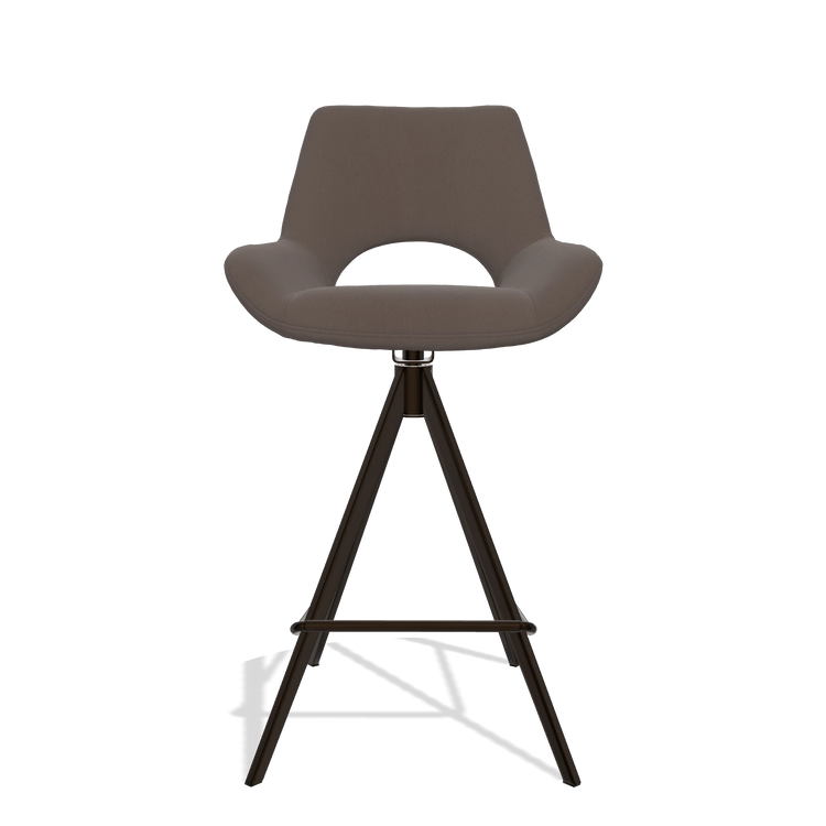 Tabouret de bar Messina 6555 en Cuir B535 (marron), pieds en espresso, vue de face
