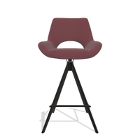 Tabouret de bar Messina 6555 en Cuir B554 (marron), pieds en noir, vue de face