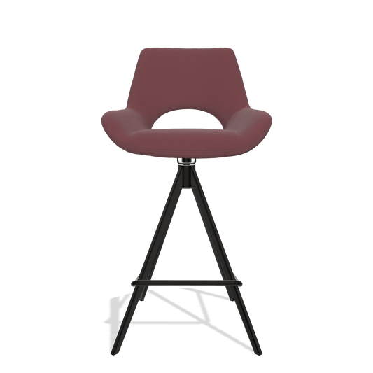 Sgabello da bar Messina 6555 in Pelle B554 (marrone), gambe in nero, vista frontale