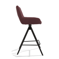 Tabouret de bar Messina 6555 en Cuir B554 (marron), pieds en noir, vue de profil
