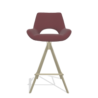 Tabouret de bar Messina 6555 en Cuir B554 (marron), pieds en champagne, vue de face
