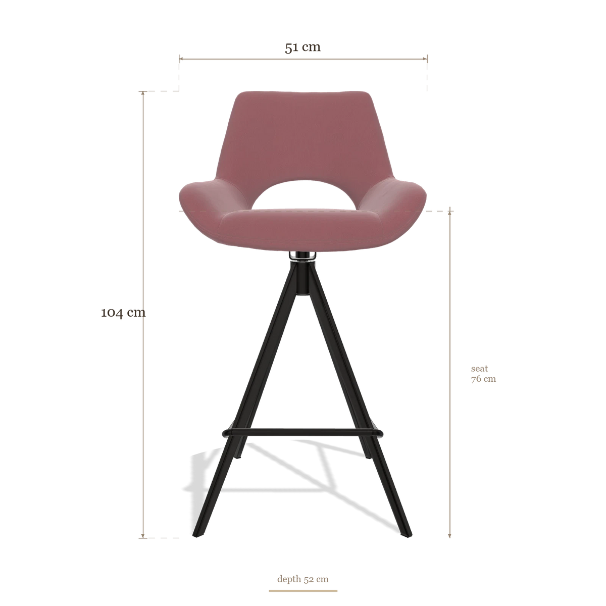 Tabouret de bar Messina 6555, dimensions 51 x 52 x 104 cm
