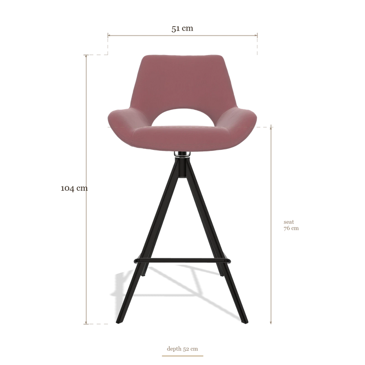 Tabouret de bar Messina 6555, dimensions 51 x 52 x 104 cm