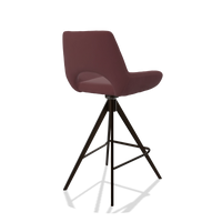 Tabouret de bar Messina 6555 en Cuir B554 (marron), pieds en espresso, vue de trois-quarts arrière