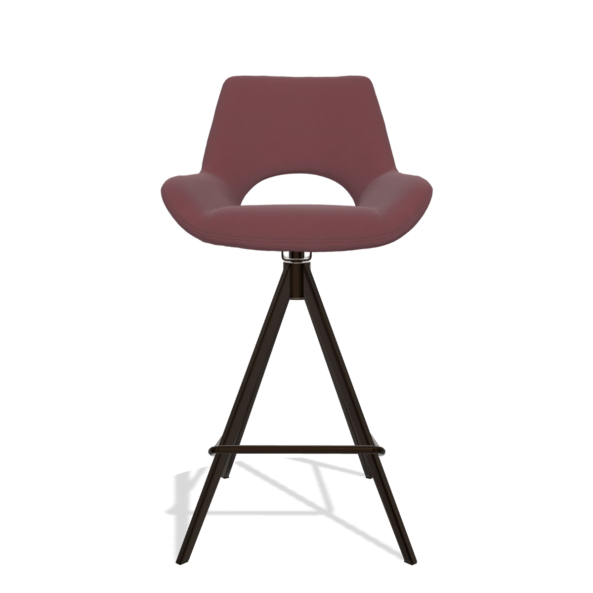 Tabouret de bar Messina 6555 en Cuir B554 (marron), pieds en espresso, vue de face