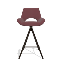 Tabouret de bar Messina 6555 en Cuir B554 (marron), pieds en espresso, vue de face