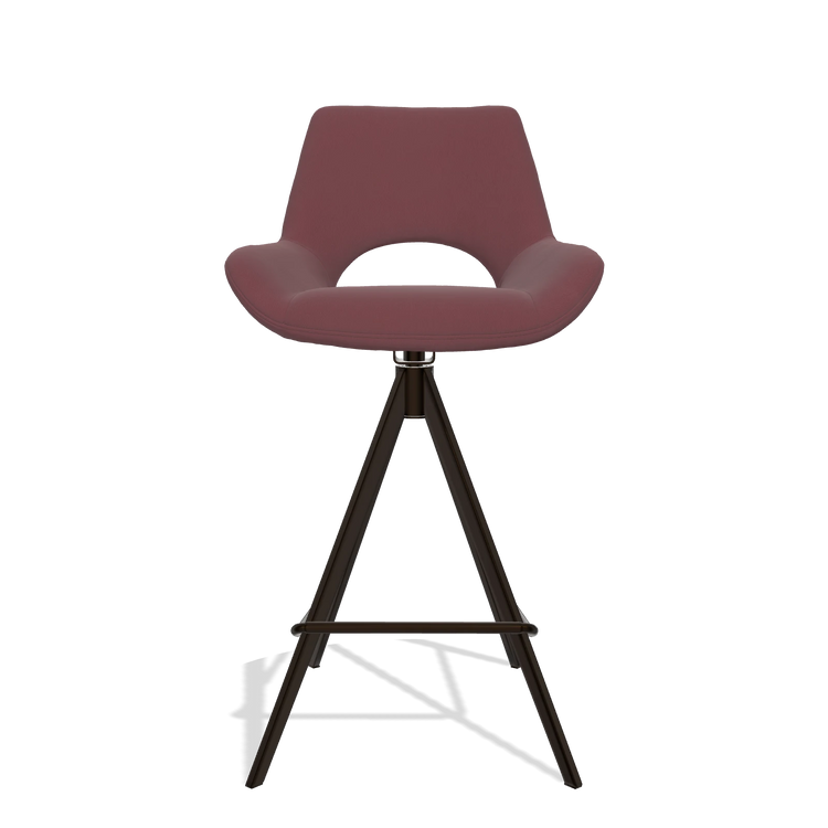 Tabouret de bar Messina 6555 en Cuir B554 (marron), pieds en espresso, vue de face