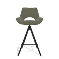 Tabouret de bar Messina 6555 en Cuir B572 (olive), pieds en noir, vue de face