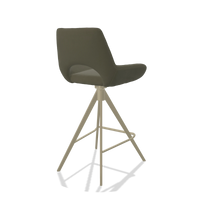Tabouret de bar Messina 6555 en Cuir B572 (olive), pieds en champagne, vue de trois-quarts arrière