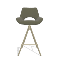 Tabouret de bar Messina 6555 en Cuir B572 (olive), pieds en champagne, vue de face