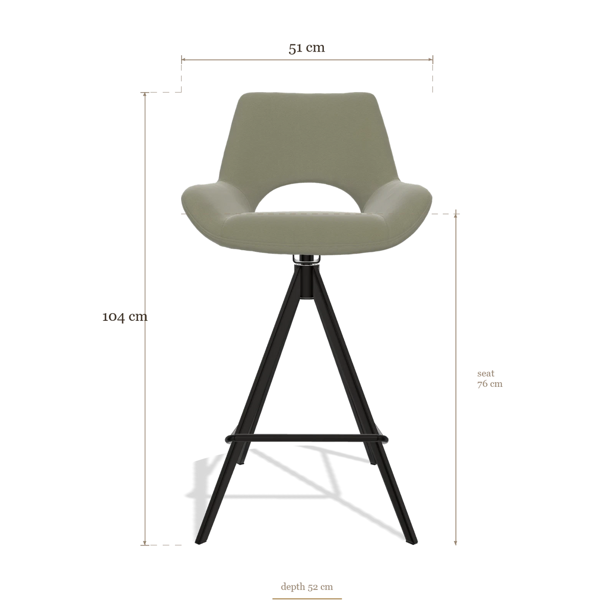 Tabouret de bar Messina 6555, dimensions 51 x 52 x 104 cm