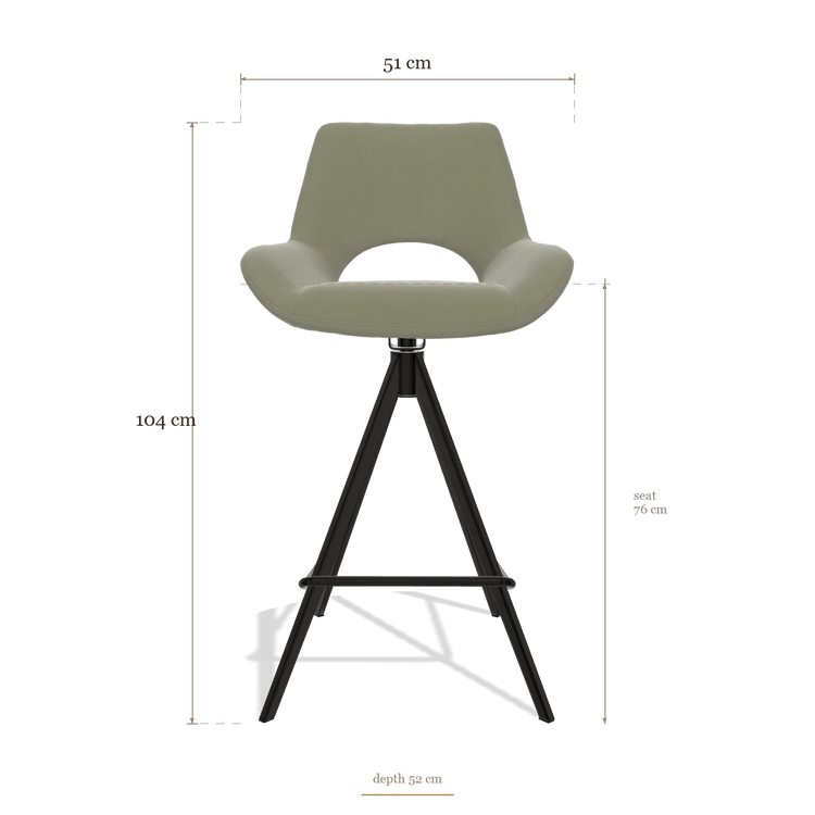 Tabouret de bar Messina 6555, dimensions 51 x 52 x 104 cm