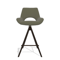 Tabouret de bar Messina 6555 en Cuir B572 (olive), pieds en espresso, vue de face