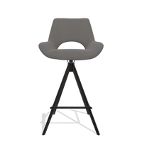 Tabouret de bar Messina 6555 en Cuir B584 (gris foncé), pieds en noir, vue de face
