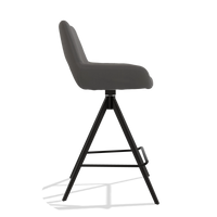 Tabouret de bar Messina 6555 en Cuir B584 (gris foncé), pieds en noir, vue de profil