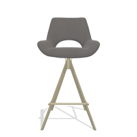 Tabouret de bar Messina 6555 en Cuir B584 (gris foncé), pieds en champagne, vue de face