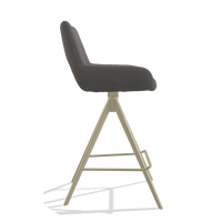 Tabouret de bar Messina 6555 en Cuir B584 (gris foncé), pieds en champagne, vue de profil