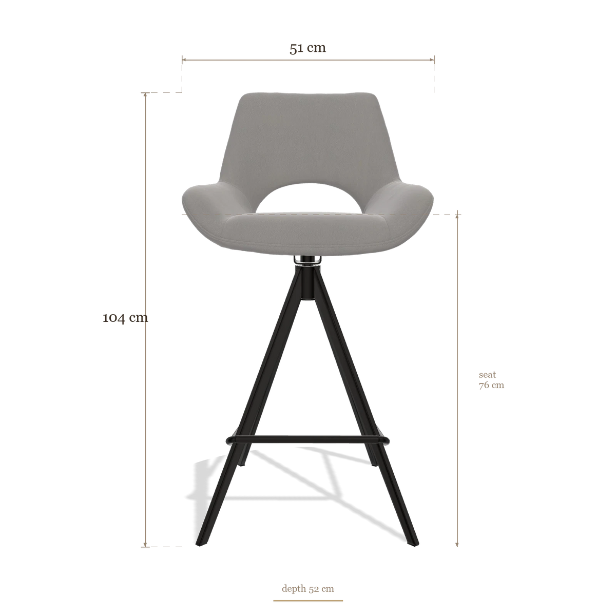Tabouret de bar Messina 6555, dimensions 51 x 52 x 104 cm