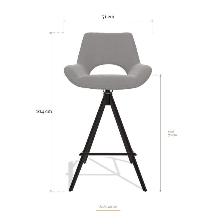 Tabouret de bar Messina 6555, dimensions 51 x 52 x 104 cm