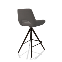 Tabouret de bar Messina 6555 en Cuir B584 (gris foncé), pieds en espresso, vue de trois-quarts arrière