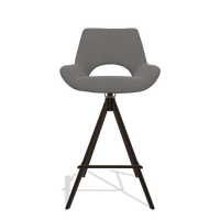 Tabouret de bar Messina 6555 en Cuir B584 (gris foncé), pieds en espresso, vue de face