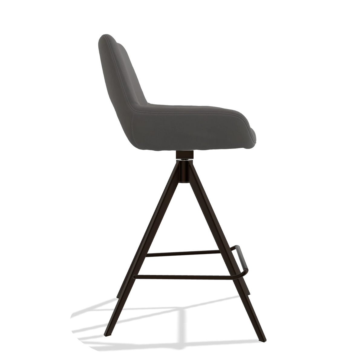 Tabouret de bar Messina 6555 en Cuir B584 (gris foncé), pieds en espresso, vue de profil