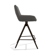 Tabouret de bar Messina 6555 en Cuir B584 (gris foncé), pieds en espresso, vue de profil