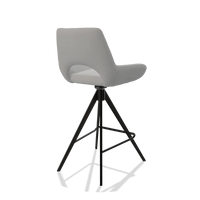 Barhocker Messina 6555 in Leder B904 (Hellgrau), Beine in Schwarz, Schrägansicht von hinten